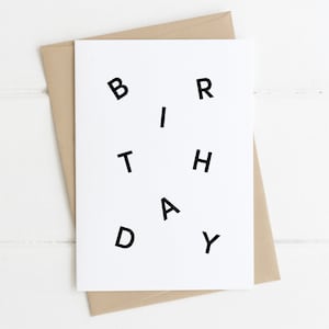 Carte d’anniversaire simple lettres éparses | Cartes d'anniversaire simples | Carte de joyeux anniversaire | Carte d'anniversaire pour les amis | Carte d'anniversaire vierge