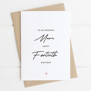 Carte d'anniversaire de maman 40e | Incroyable maman joyeux quarantième anniversaire | Joyeux anniversaire maman | Carte d'anniversaire de maman | Cartes 40e | Bonne 40e carte pour elle
