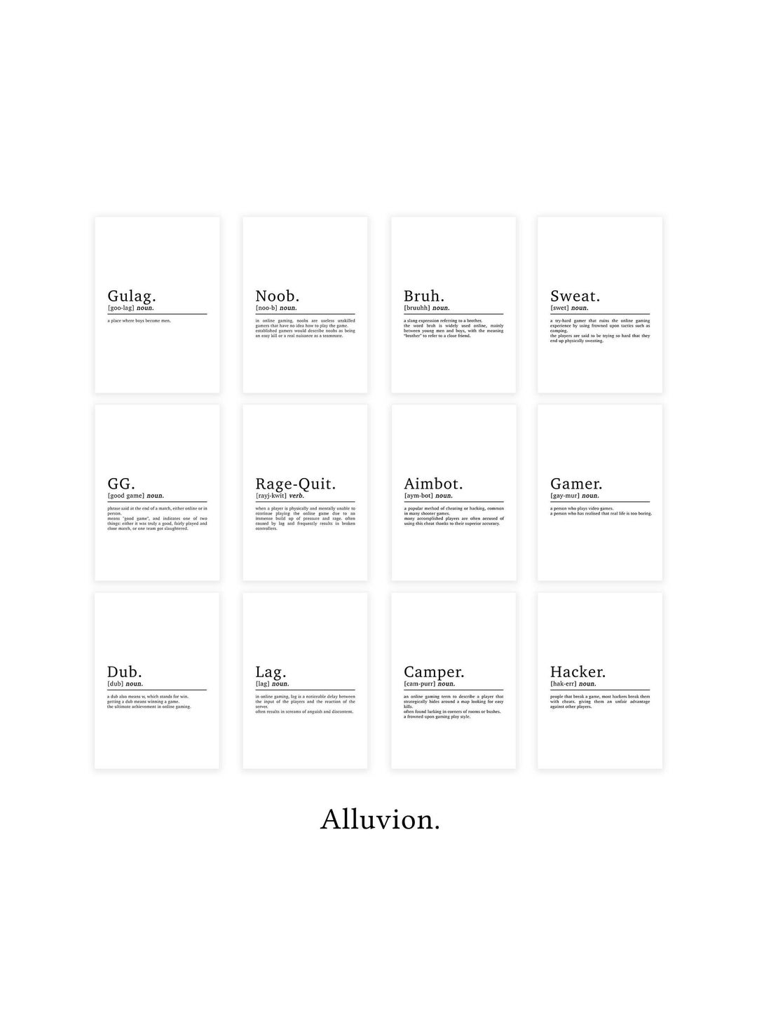 Gaming Definitions Poster Prints, Gaming Gifts, Gaming Room Decor