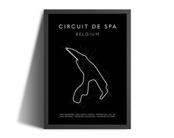 Belgium Spa Grand Prix Print | F1 Poster | Formula 1 Prints | Grand Prix Track Circuit | Gifts For Dad | Formula One Gift | F1 Track Print