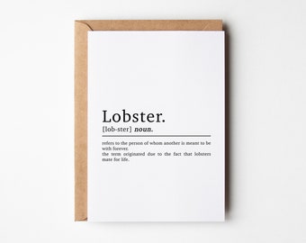Anniversary Card For Boyfriend | Lobster Definition | Anniversary Card | Boyfriend Birthday Card | Love Cards | Card For Husband | A6