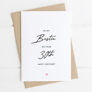 Carte d'anniversaire 30e pour meilleur ami | À ma meilleure amie le jour de votre 30 | Carte d’anniversaire du meilleur ami | Carte d’anniversaire d’un ami | Joyeux trentième pour elle