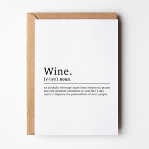 Funny Wine Definition Card, Card For Best Friend, Funny Birthday Card For Her, Birthday Card For Wine Lover, Wine Greetings Card, Wine Gift
