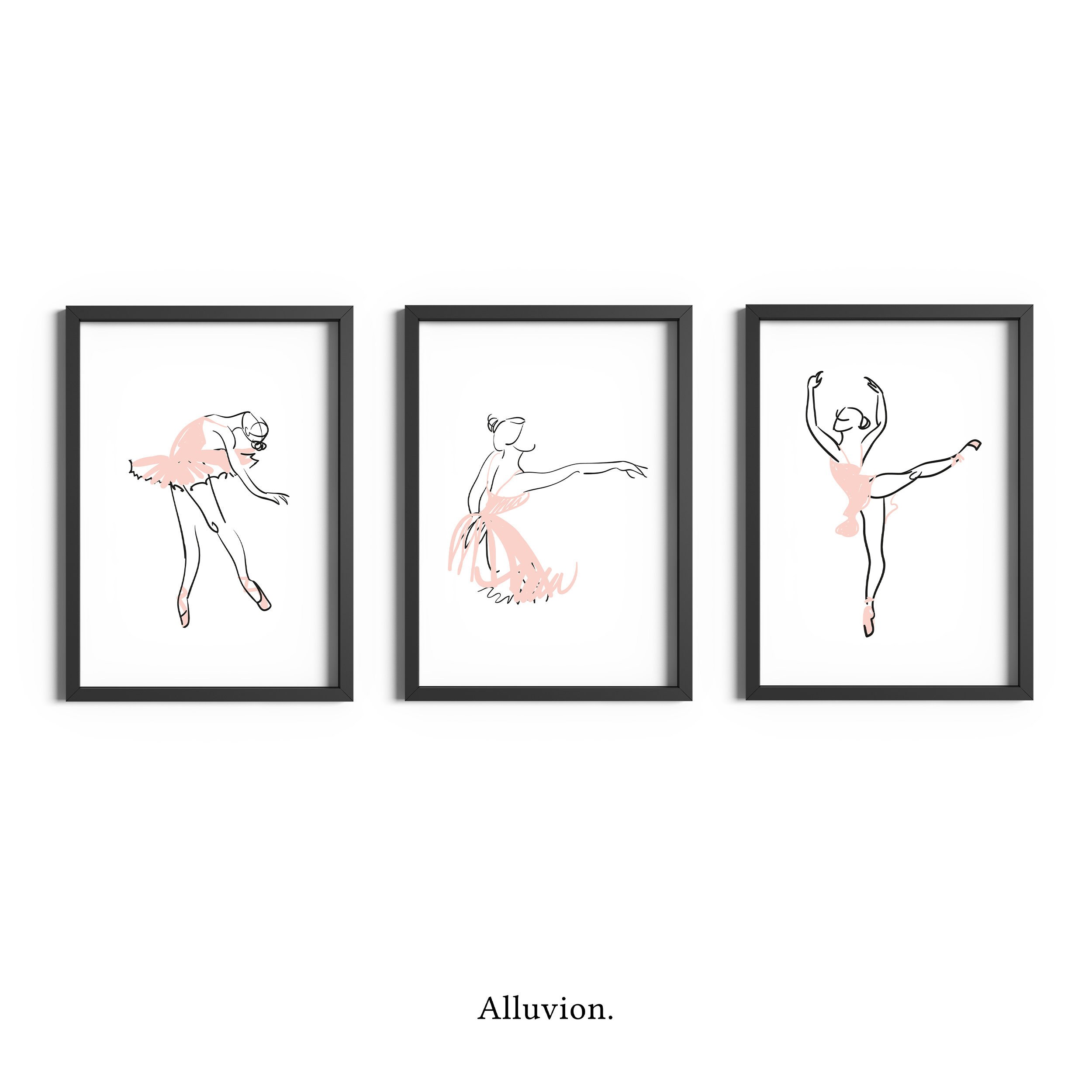 Ballerina Wall Art Ballerina Print Set Of 3 Prints Pink Etsy.de