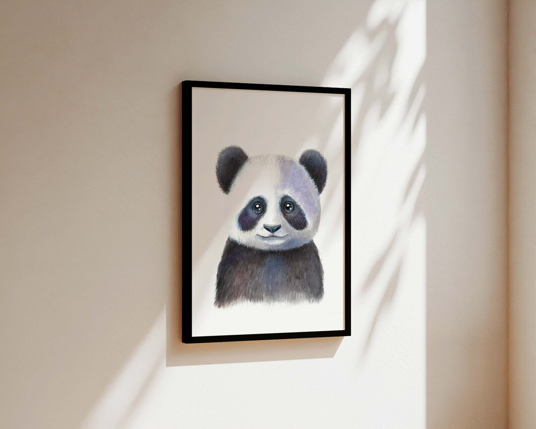 Hand Drawn Panda Cub Print | Safari Nursery Wall Art - Etsy