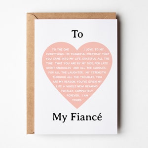 Carte d'anniversaire fiancé pour lui, carte d'anniversaire poème pour fiancé, carte d'anniversaire fiancé, carte d'amour pour elle, poème coeur d'amour futur mari