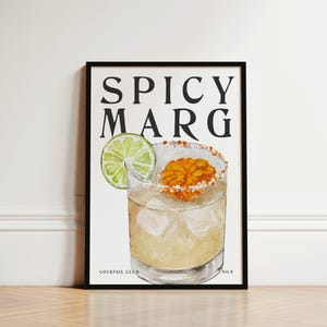 Impresión de margarita picante, impresión de margarita, póster de cóctel, impresión de cóctel, impresiones de cocina, regalo de cóctel, póster de margarita picante, arte mural de cocina