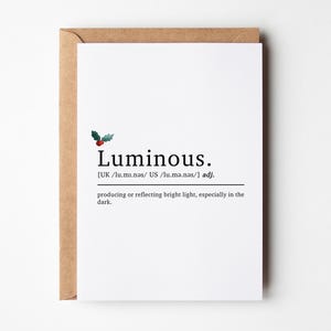 Carte de définition lumineuse, Mots de style dictionnaire, Carte de Noël, Carte de Noël meilleur ami, Carte de Noël pour ami, Carte pour meilleure amie