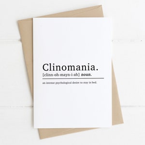 Carte d’anniversaire pour les amoureux du sommeil | Carte d’anniversaire définition clinomanie | Carte pour les amis | Carte d’anniversaire drôle | Carte d’anniversaire positive | A6