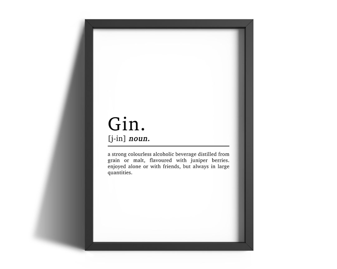 Gin Definition Gin Print Gin Poster Home Decor Gin Wall Art Kitchen Print Kitchen Décor Drink