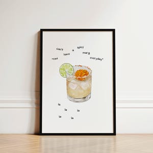 Impresión picante de Marg, cartel de cóctel, impresión de cóctel, decoración de cocina, regalo de cóctel, cartel de Margarita picante, arte de pared de cocina, regalo de mejor amigo