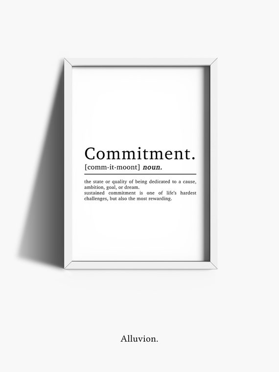 Commitment Definition Office Wall Art Office Prints Etsy