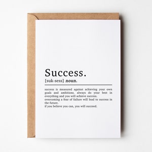 de motivation de définition du succès | Nouvelle carte de travail | Nouvelle carte de visite | Carte nouvelle entreprise | carte inspirée | Carte de positivité | Félicitations