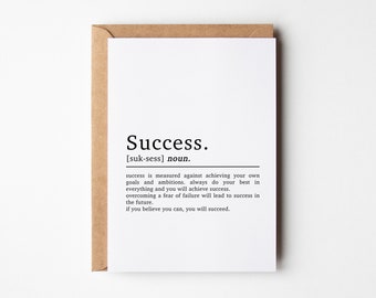 Success Definition Motivational Card | New Job Card | New Business Card | New Venture Card | Inspirational Card | Positivity Card | Congrats