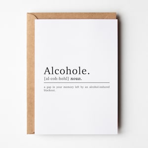 Carte d’anniversaire de définition d’alcool | Carte pour elle | Carte d’anniversaire drôle | Carte d'anniversaire pour les amis | Carte d’alcool drôle | Anniversaire de ma meilleure amie