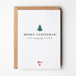 Carte de Noël de petit ami, carte de joyeux Noël pour petit ami, carte de Noël romantique simple pour lui, carte de Noël joyeux, cadeau, meilleur petit ami