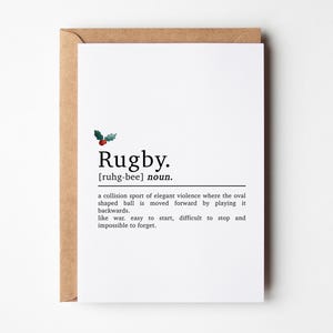 Carte de Noël rugby, Définition du rugby, Carte de rugby, Carte de Noël de joueur de rugby, Carte pour joueur de rugby, Cadeau de Noël rugby, Pour lui, Noël