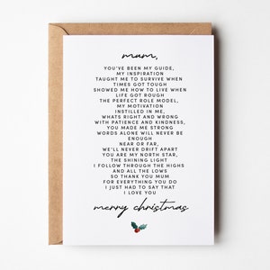 Poème de carte de Noël de maman, carte de joyeux Noël pour maman, carte de poème pour maman, joyeux Noël à maman, carte de Noël sentimentale pour maman, pour sa mère