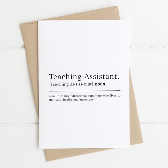Teaching Assistant Definition Card Classroom Assistant Card Etsy