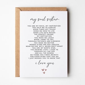 Carte d'anniversaire meilleure amie, poème d'âme soeur, carte meilleure amie, carte d'anniversaire d'un ami, carte d'amitié, carte Galentines pour la meilleure amie, pour elle