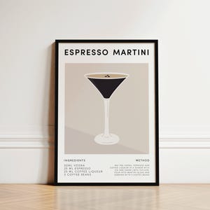 Espresso Martini Cocktail Print, Kitchen Print, Espresso Martini Print, Cocktail Poster, Cocktail Wall Art, Cocktail Recipe Poster, Gifts