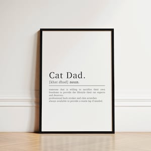 Cadeau papa chat, définition de papa chat, meilleur cadeau papa chat pour lui, cadeau pour papa chat, cadeau pour propriétaire de chat, art mural chat, cadeau chat, enseigne imprimée papa chat