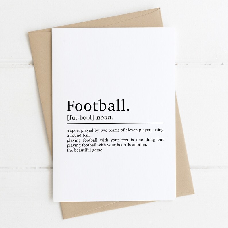 Football Definition Card Boys Birthday Card Card for Etsy UK