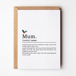 Carte de Noël pour maman, Définition d'une maman, Carte de Noël pour maman, Joyeux Noël à maman, Carte de ma fille, Cadeau de Noël pour maman, Joyeux Noël à maman