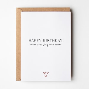 Carte d’anniversaire Soul Sister pour elle, carte de joyeux anniversaire pour le meilleur ami, à mon incroyable âme sœur, cadeau Bestie, carte d’anniversaire d’amitié