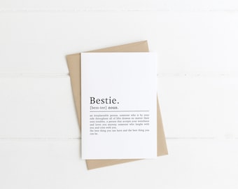 Bestie Definition Birthday Card | Card For Bestie | Friendship Christmas Card | Best Friend Birthday Card | Dictionary Definition Card | A6