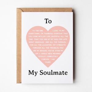 Carte d'anniversaire âme soeur pour petit ami, carte d'anniversaire poème pour mari, carte d'anniversaire âme soeur, carte d'amour romantique pour lui, poème du coeur