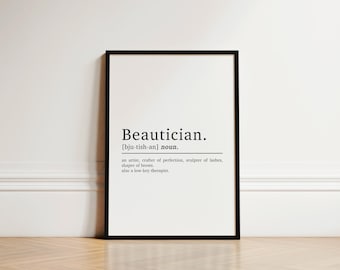 Salon Decor, Beautician Definition, Beauty Salon Decor, Beauty Prints, Beauty Room Decor, Beautician Gifts, Salon Prints, Hair & Beauty Gift