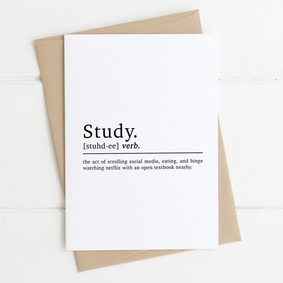 Study Definition Card Card for Students Happy Birthday Etsy