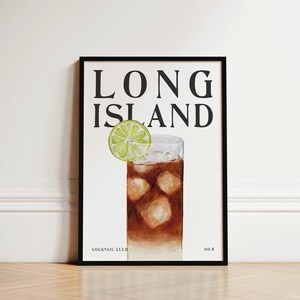 Impresión de cóctel de té helado Long Island, póster de cóctel, impresión de cóctel, decoración de cocina, regalo de cóctel, póster de Long Island, arte de pared de cocina