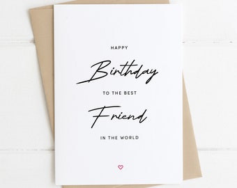 Happy Birthday Best Friend In The World | Best Friend Birthday Card | Birthday Card | Friend Birthday Card | Birthday Card For Best Friend