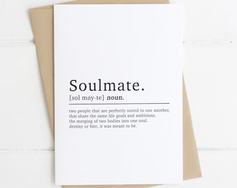 Soulmate Definition Card | Anniversary Card For Boyfriend | Anniversary Cards | Love Card | Cards For Him | Anniversary Card For Husband