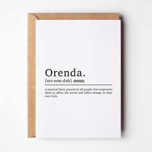 Orenda Définition Motivation Positivité Carte de pleine conscience | Nouvelle carte de travail | Carte de style dictionnaire | Carte d’anniversaire d’amis | Carte positive