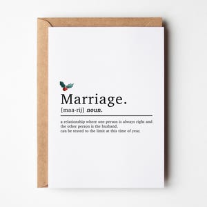 Définition mariage drôle de carte de Noël, carte de Noël pour mari, cartes de Noël de mari, carte de Noël drôle pour lui, pour mari