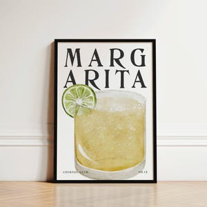 Impresión de cóctel margarita, póster de cóctel, impresión de margarita, impresiones de cocina, regalo de cóctel, póster de margarita, arte mural de cóctel, impresión de margarita