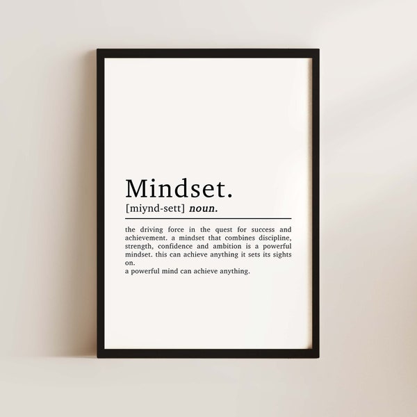 Mindset Definition Inspirational Office Wall Art Decor Print | Inspirational Quotes | Motivational Prints | Motivational Wall Decor