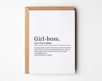 Girl Boss Birthday Card For Her | Girl Boss Definition | Girlboss Card | Birthday Cards For Bestie | Card For Her | Boss Lady Card