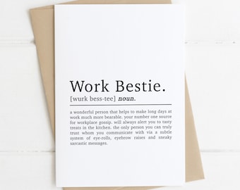 Downloadable Work Bestie Definition Card | Card For Work Bestie | Work Bestie Birthday Card | Friends Birthday Card | Digital Download PDF