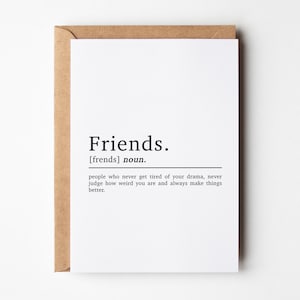 Carte de définition des amis | Carte d’anniversaire du meilleur ami | Carte d’anniversaire d’amitié | Carte d'anniversaire pour un ami | Carte d'amitié | Cartes d'anniversaire