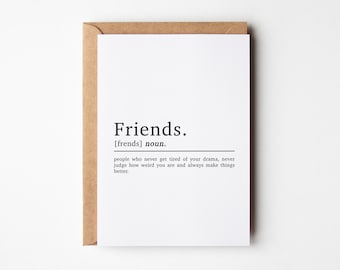 Friends Definition Card | Best Friend Birthday Card | Friendship Birthday Card | Birthday Card For Friend | Friendship Card | Birthday Cards