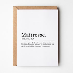 Carte de remerciement pour la carte de définition du professeur de français | Carte de professeur de français | Carte de remerciement | Carte d’enseignant scolaire | Carte pour professeur de français