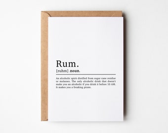 carte d'anniversaire de rhum | Carte d'anniversaire de mari | Cartes de rhum | Carte d'anniversaire drôle | pour amateur de rhum | Définition du rhum | Cartes d'anniversaire avec alcool