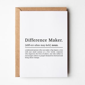 Carte promotionnelle de définition de fabricant de différence | Carte d'anniversaire motivante | Nouvelle carte de travail | Carte de motivation | Carte positive | Nouvelle affaire
