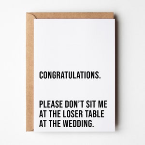Carte de fiançailles drôle, table de perdants, carte de fiançailles de mariage, félicitations pour vos fiançailles, carte de fiançailles pour meilleur ami, pour couple