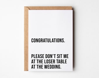 Funny Engagement Card, Loser Table, Wedding Engagement Card, Congratulations On Your Engagement, Engagement Card For Best Friend, For Couple