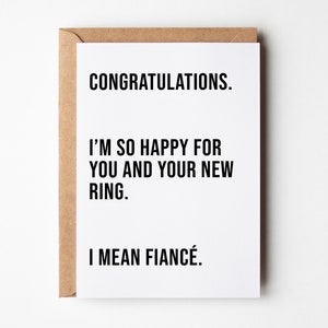 Carte de fiançailles drôle, cartes de fiançailles, heureux pour votre bague, félicitations pour votre carte de fiançailles, carte de fiançailles meilleure amie, pour elle